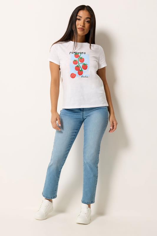 M&Co Petite White 'Pomodoro Italia' Graphic Print Cotton T-Shirt | M&Co 2