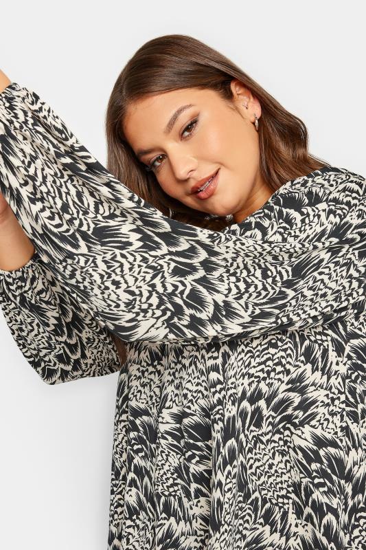 YOURS Plus Size Black Floral Print Balloon Sleeve Top | Yours Clothing 4