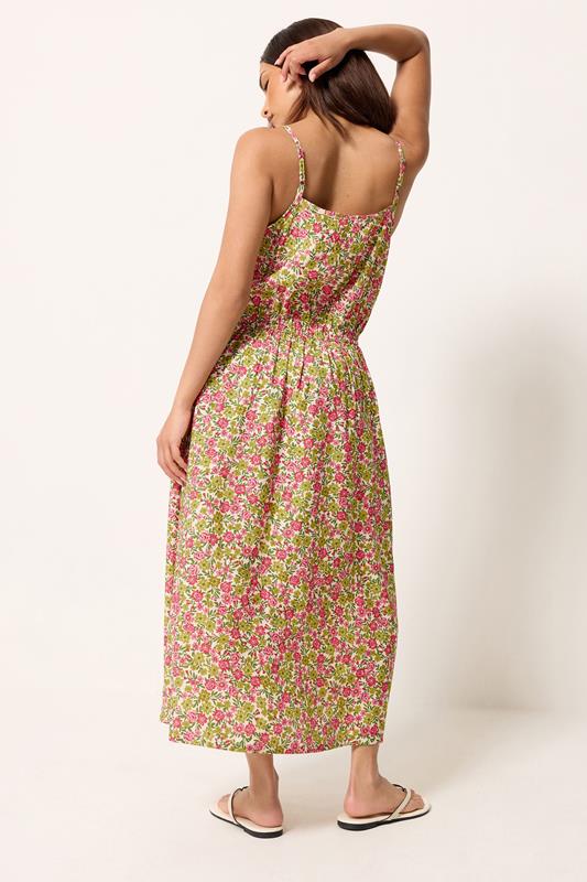 PixieGirl Petite Women's Pink Floral Midi Dress | PixieGirl 2