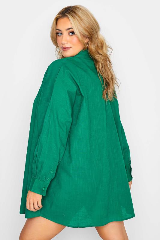 Plus Size Green Oversized Beach Shirt | Yours Clothing 3