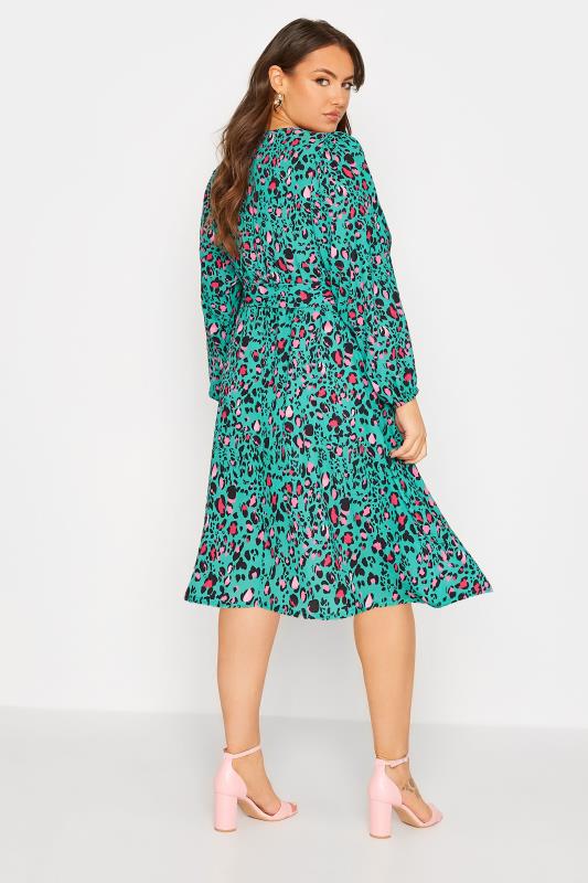 YOURS LONDON Plus Size Green Animal Print Wrap Dress |Yours Clothing 3