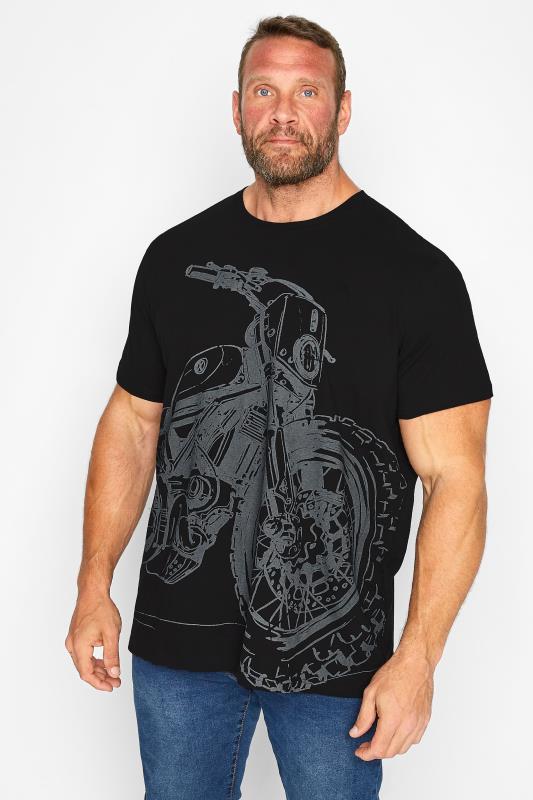 BadRhino Mens Big & Tall Black Motorbike Print T-Shirt | BadRhino 1