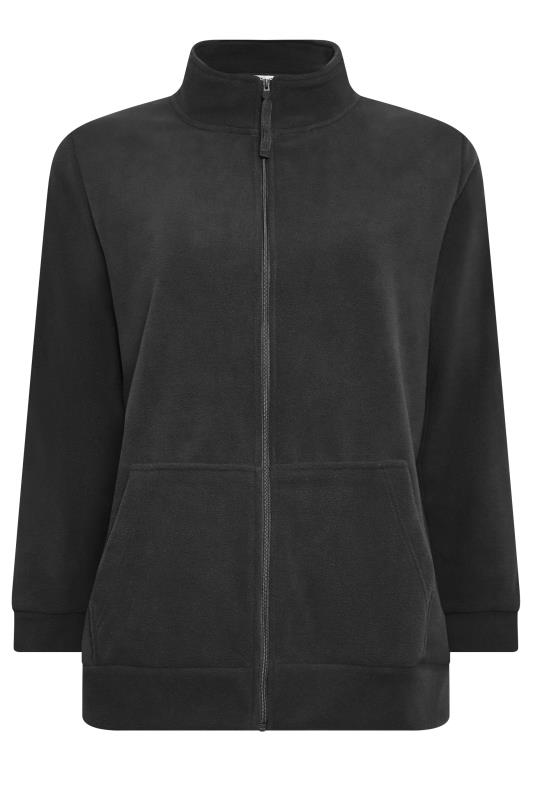 YOURS Plus Size Black Zip Fleece Jacket | Yours Clothing 5