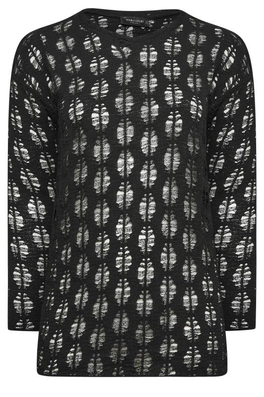 YOURS LUXURY Plus Size Curve Black Open Stitch Knit Jumper | Yours Clothing 7