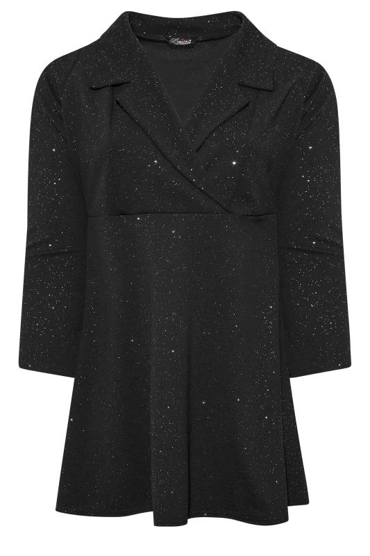LIMITED COLLECTION Plus Size Black Glitter Blazer Dress | Yours Clothing 6
