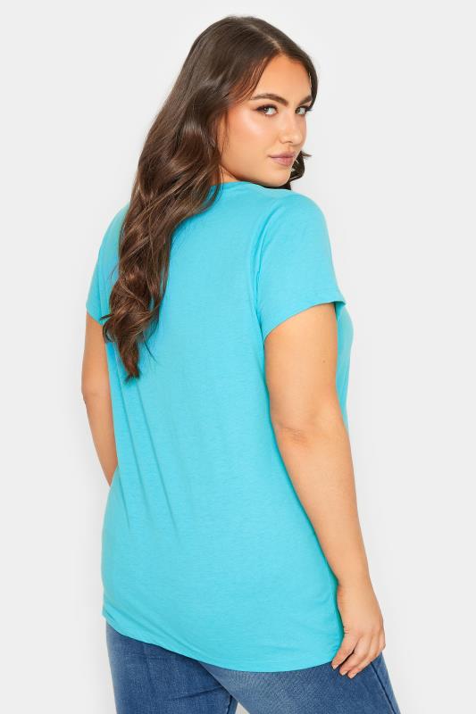 YOURS Curve Plus Size Bright Blue Essential T-Shirt | Yours Clothing  3