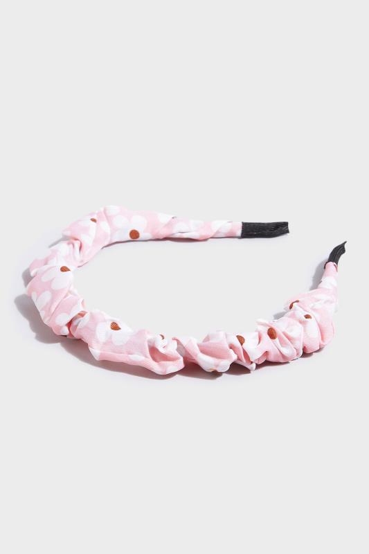 2 PACK Pink Floral Ruched Headbands 3