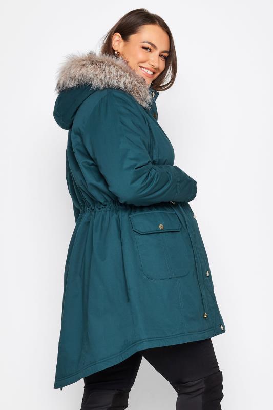 BUMP IT UP Maternity Curve Blue Parka Coat | Yours Clothing 4