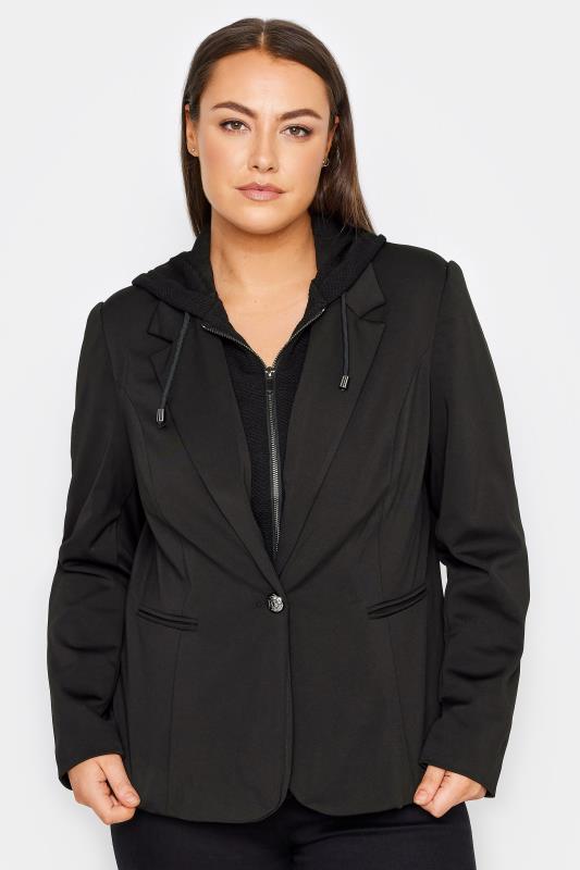 Plus Size  Evans Black Versatile Hoodie Jacket