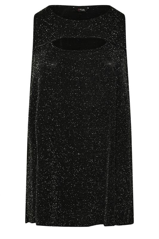 Curve Black Cut Out Glitter Swing Vest Top | Yours Clothing 6