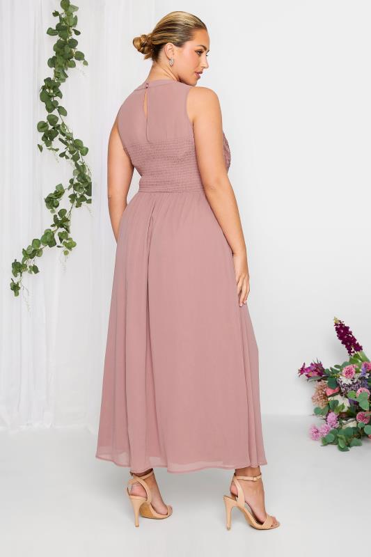 YOURS LONDON Plus Size Curve Pink Marl Lace Detail Maxi Dress | Yours Clothing 3