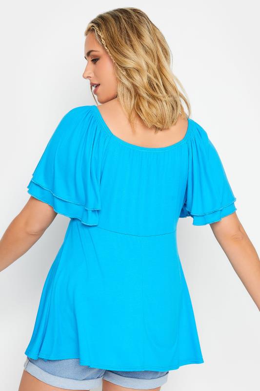 LIMITED COLLECTION Plus Size Blue Layered Sleeve Wrap Top | Yours Clothing 4