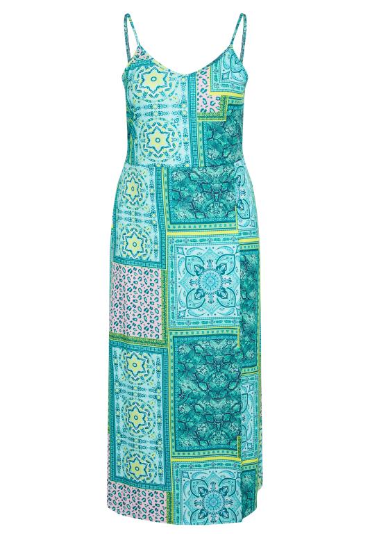 LIMITED COLLECTION Plus Size Blue Tile Print Slit Midaxi Sundress | Yours Clothing 6