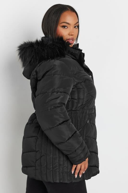 YOURS Plus Size Black Padded Coat | Yours Clothing 3