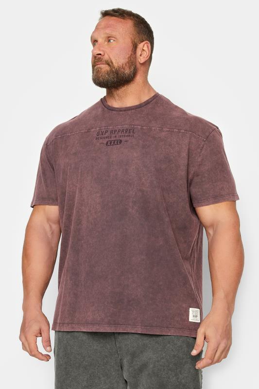 Men's  GNP Big & Tall Red Acid Wash Logo Oversized T-Shirt