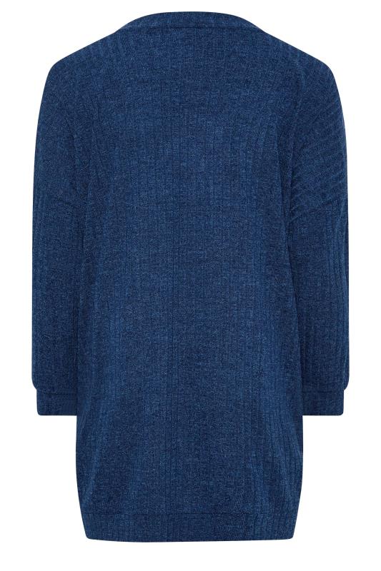 YOURS Plus Size Blue Ribbed Soft Touch Cardigan | Yours Clothing 7