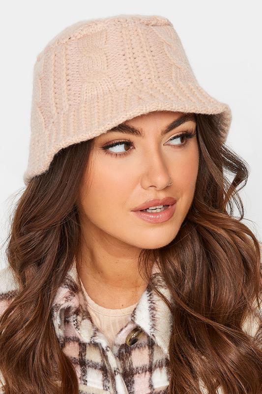 Plus Size  Pink Cable Knit Bucket Hat