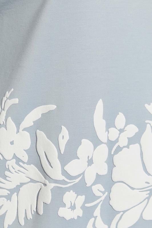 Curve Plus Size Light Blue Floral Detail Hoodie | Yours Clothing  5