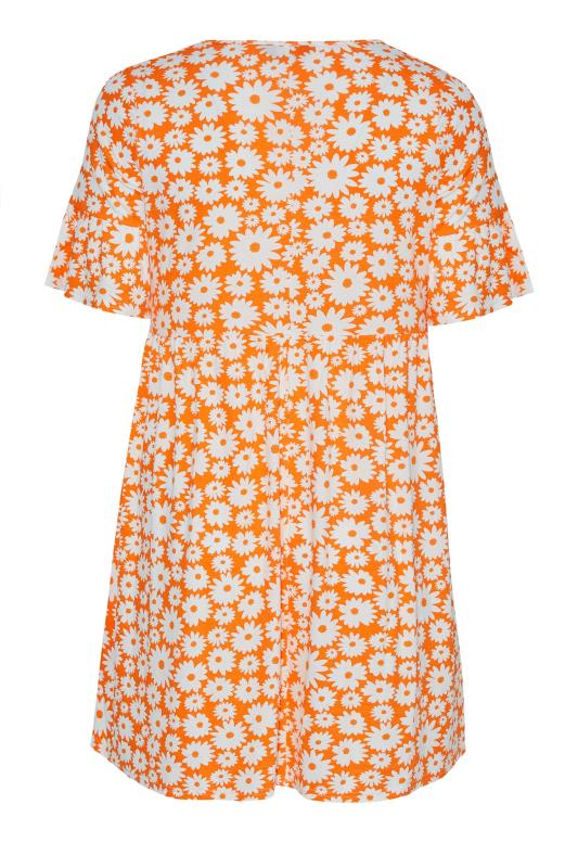 Curve Orange Floral Print Smock Tunic Dress_Y.jpg
