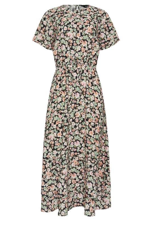 LTS Tall Womens Khaki Green Floral Print Tie Waist Midi Dress | Long Tall Sally 5