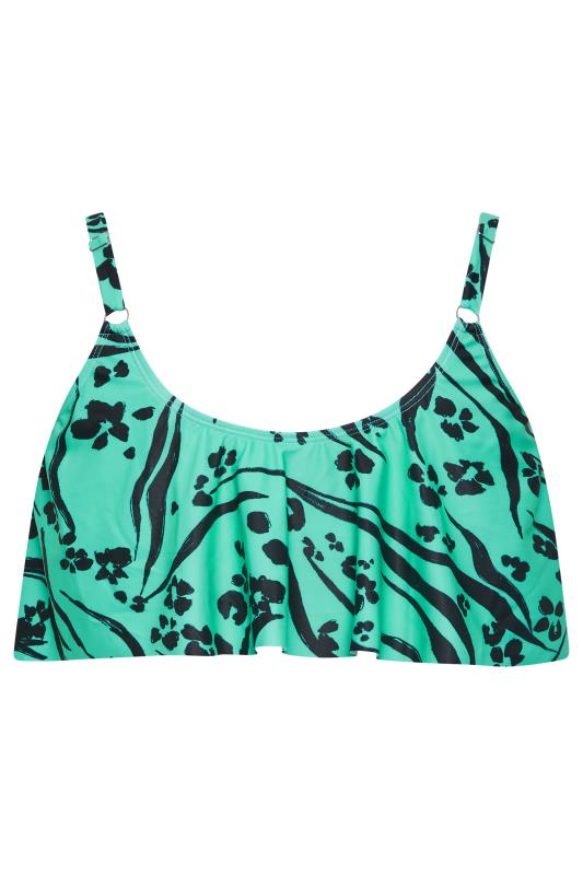 YOURS Curve Plus Size Turquoise Green Animal Print Bikini Top | Yours Clothing 9
