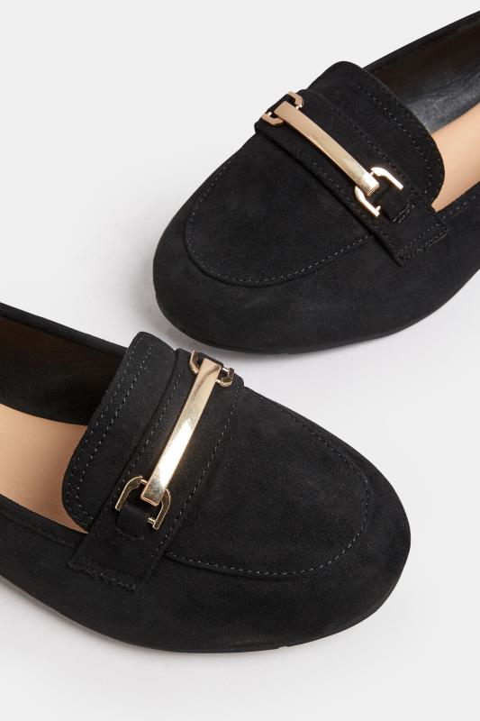 Black Faux Suede Buckle Loafers In Extra Wide EEE Fit | Yours Clothing 5