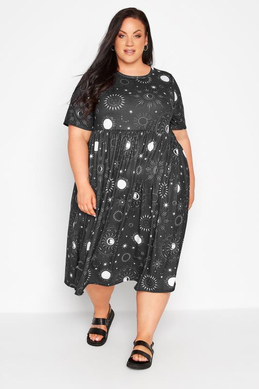 LIMITED COLLECTION Plus Size Black Astrology Smock Dress | Yours Clothing 2