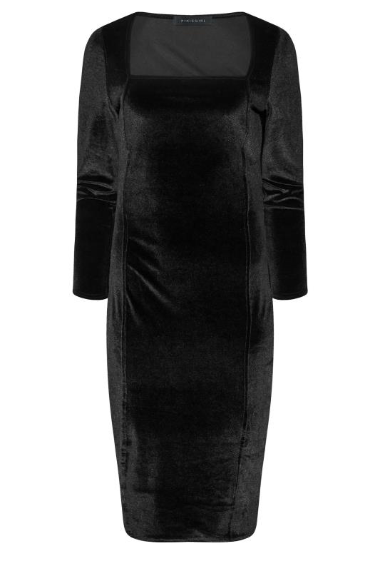 Petite Black Velvet Midi Dress 6