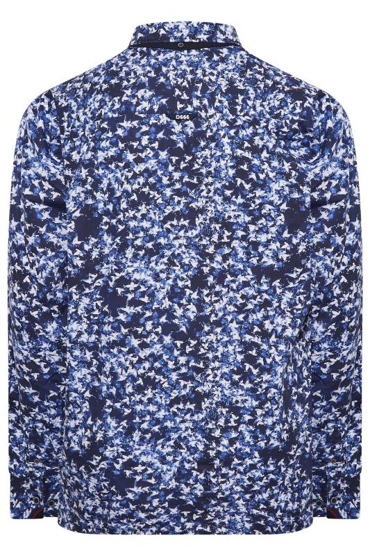 D555 Big & Tall Navy Blue Abstract Floral Print Long Sleeve Shirt| BadRhino 4