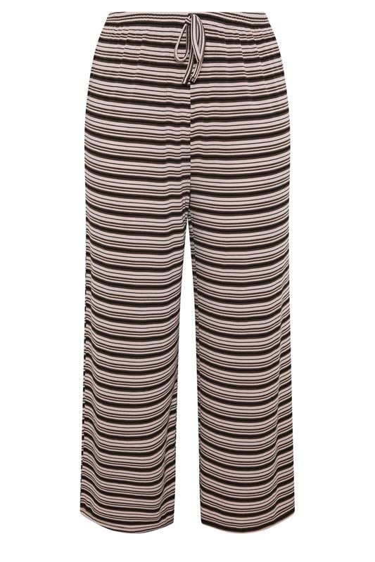 LIMITED COLLECITON Plus Size Brown Stripe Ribbed Wide Leg Trousers | Yours Clothing 5