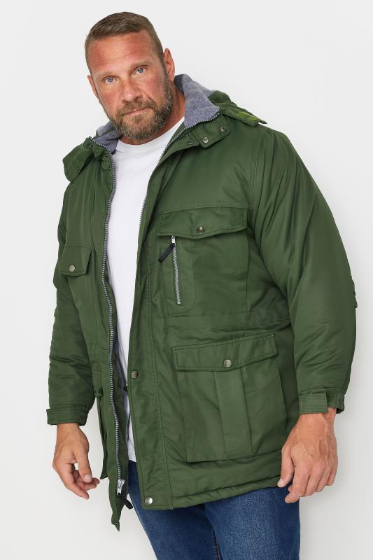 BadRhino Big & Tall Green Fleece Lined Hooded Coat | BadRhino 1