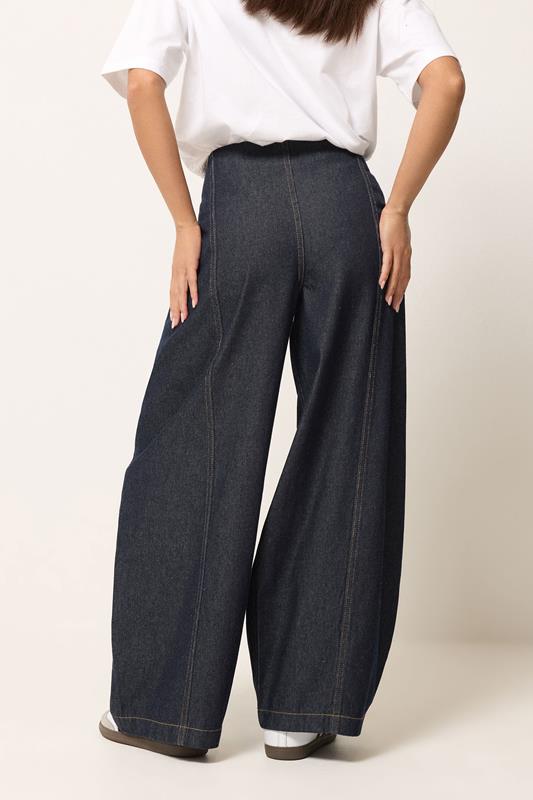 PixieGirl Petite Women's Dark Blue Seam Front Balloon Jeans | PixieGirl 2