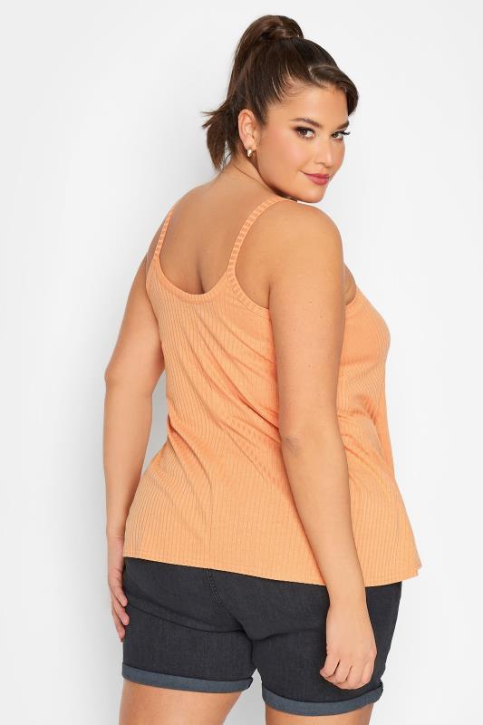 LIMITED COLLECTION Plus Size Orange Ribbed Button Cami Vest Top | Yours Clothing  3