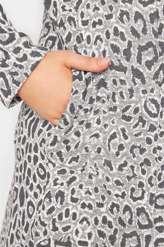 Plus Size Grey Leopard Print Longline Blazer | Yours Clothing 4