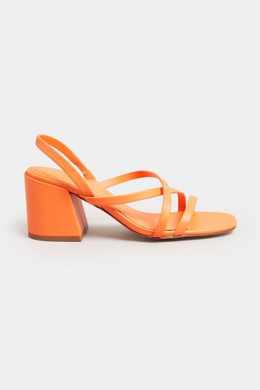 LTS Orange Cross Over Strap Block Heel Sandals In Standard Fit | Long Tall Sally 3