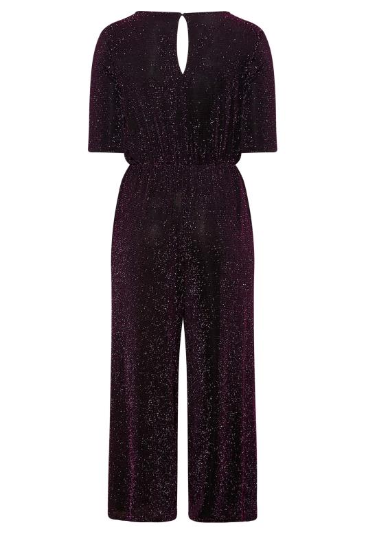 LIMITED COLLECTION Plus Size Black & Pink Glitter Stretch Wrap Jumpsuit | Yours Clothing 7