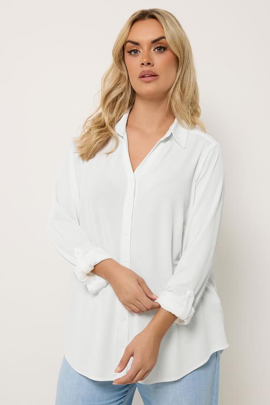 YOURS Curve Ivory White Ribbed Shirt