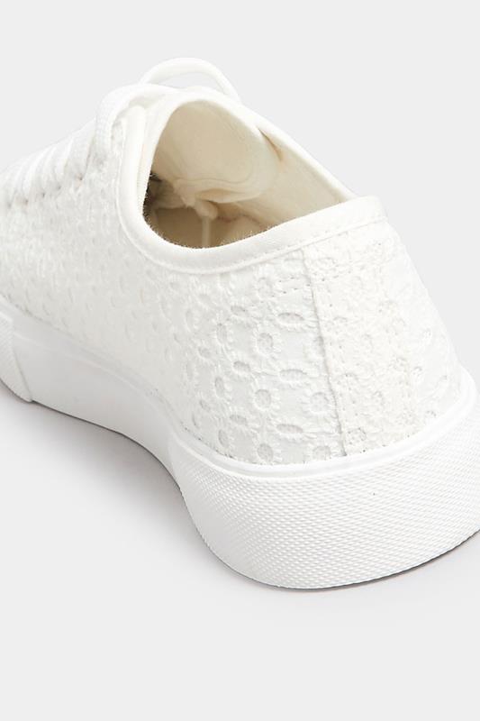 White Broderie Anglaise Trainers In Wide E Fit | Yours Clothing 4