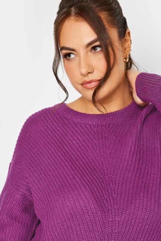 Plus Size Curve Purple Essential Knitted Jumper | Yours Clothing 4