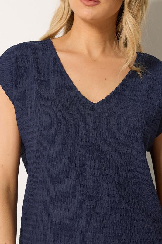 LTS Tall Women's Navy Blue Textured Top | Long Tall Sally 4