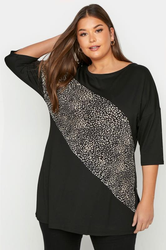 Plus Size  Black Leopard Print Tunic