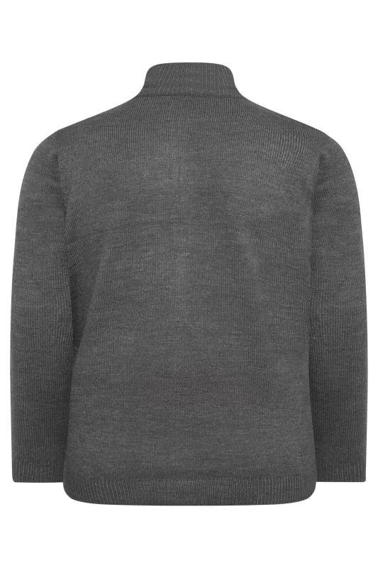 BadRhino Big & Tall Charcoal Grey Essential Full Zip Knitted Jumper 4