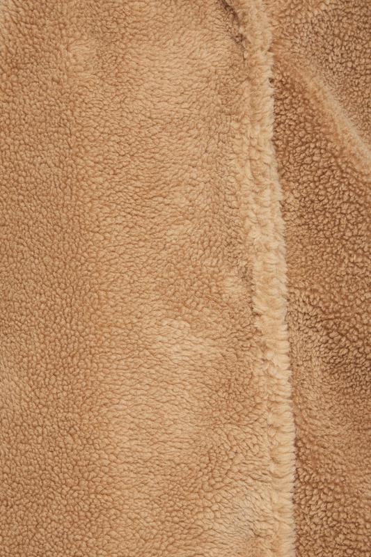 YOURS Plus Size Camel Brown Teddy Maxi Coat | Yours Clothing 6