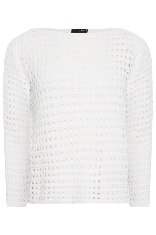 YOURS Plus Size Curve White Crochet Jumper | Yours Clothing  6