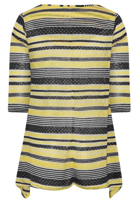 Plus Size Yellow Stripe Print Knitted Pocket Top | Yours Clothing 7