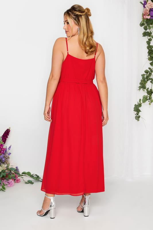 YOURS LONDON Plus Size Red Ruffle Wrap Dress | Yours Clothing 3