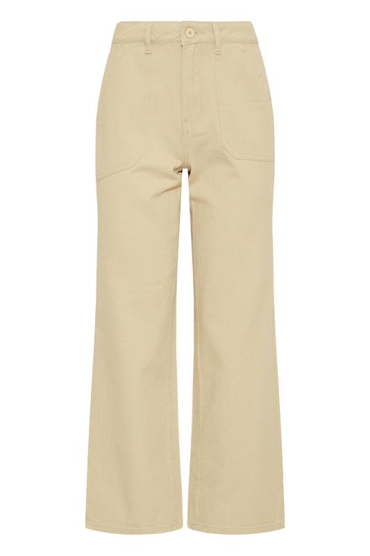 LTS Tall Cream Cotton Twill Wide Leg Cropped Trousers 4