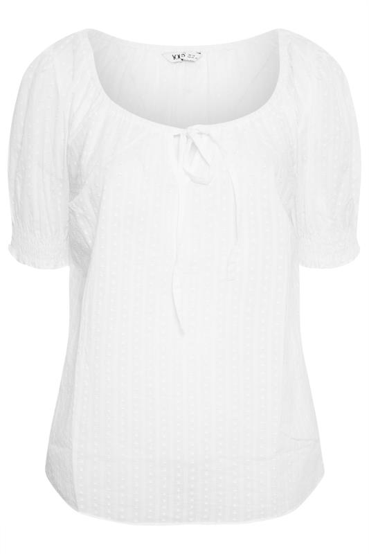 YOURS Plus Size White Dobby Gypsy Top | Yours Clothing 6