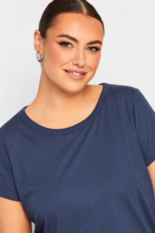 YOURS Curve Plus Size Navy Blue Essential T-Shirt | Yours Clothing  4