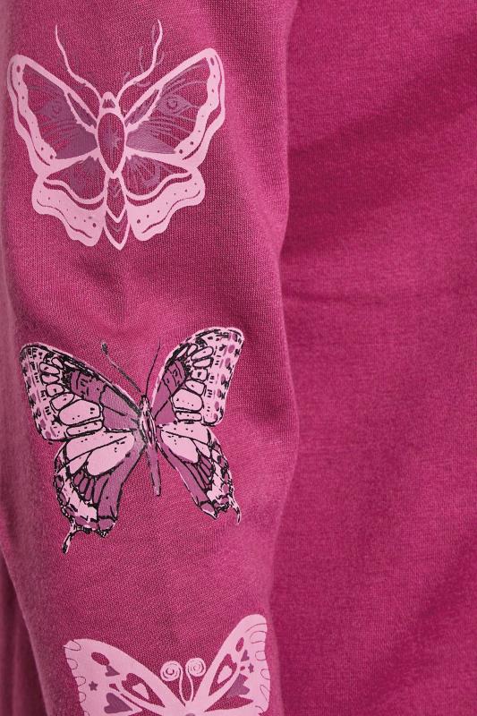 LIMITED COLLECTION Plus Size Pink Butterfly Sleeve Soft Touch Sweatshirt | Yours Clothing 6